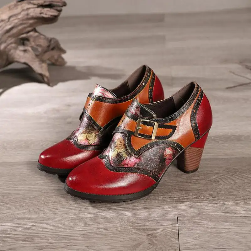 Женские винтажные туфли-лодочки YourSeason туфли из натуральной кожи с круглым носком