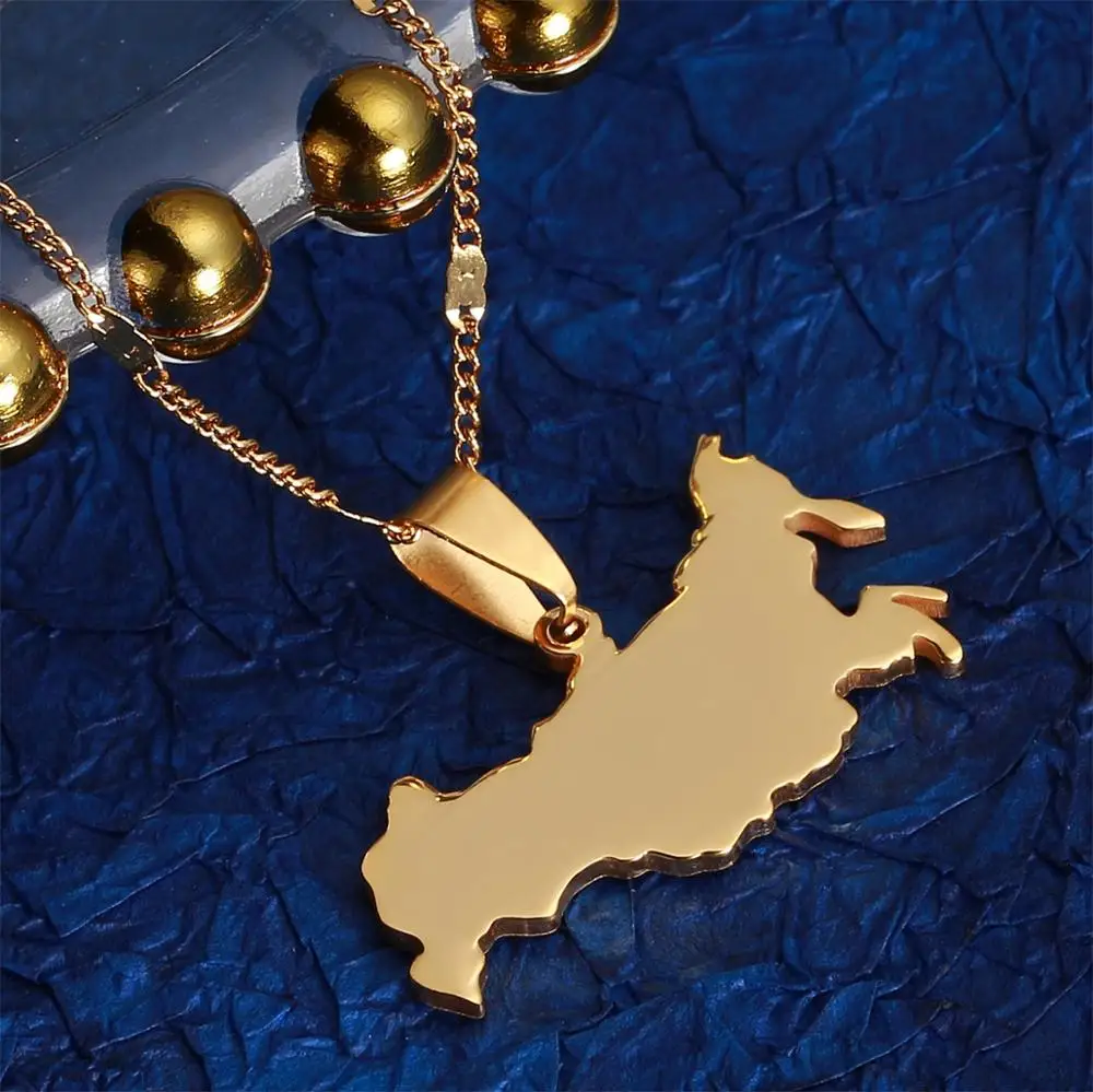 Stainless Steel Gold Color Russia Map Pendant Necklaces The Russian Federation Chain Jewelry | Украшения и аксессуары