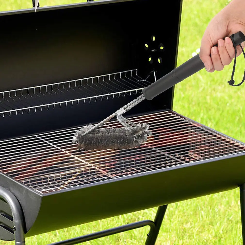 

Barbecue Grill Bbq Brush Clean Tool Stainless Steel Wire Bristles Non-Stick Cleaning Brushes With Handle Accessories BBQ Tools