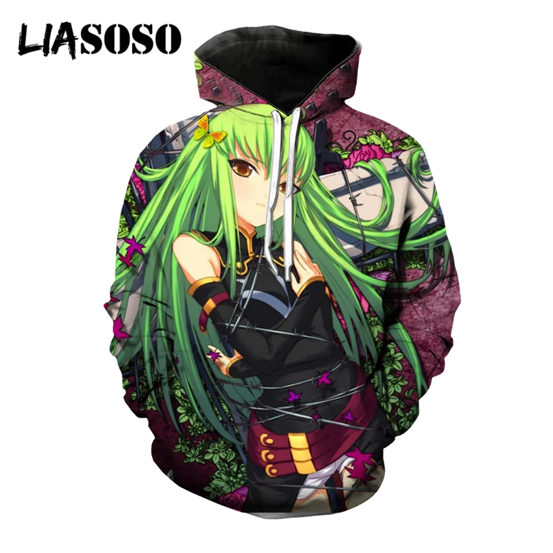 LIASOSO Japanese Anime Hoodie Code Geass Hoodies Pullover Fashion Sweatshirts Women Men Casual Streetwear 3D Print Harajuku Cool