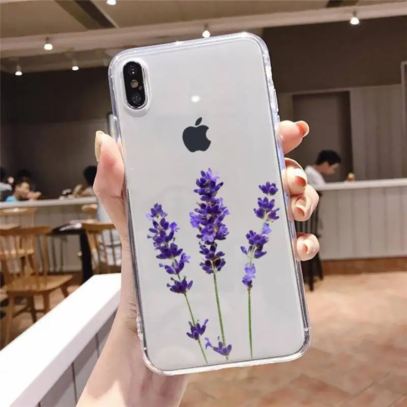 

Simple Lavender Purple Flowers Phone Case Transparent soft For iphone 5 5s 5c se 6 6s 7 8 11 12 plus mini x xs xr pro max