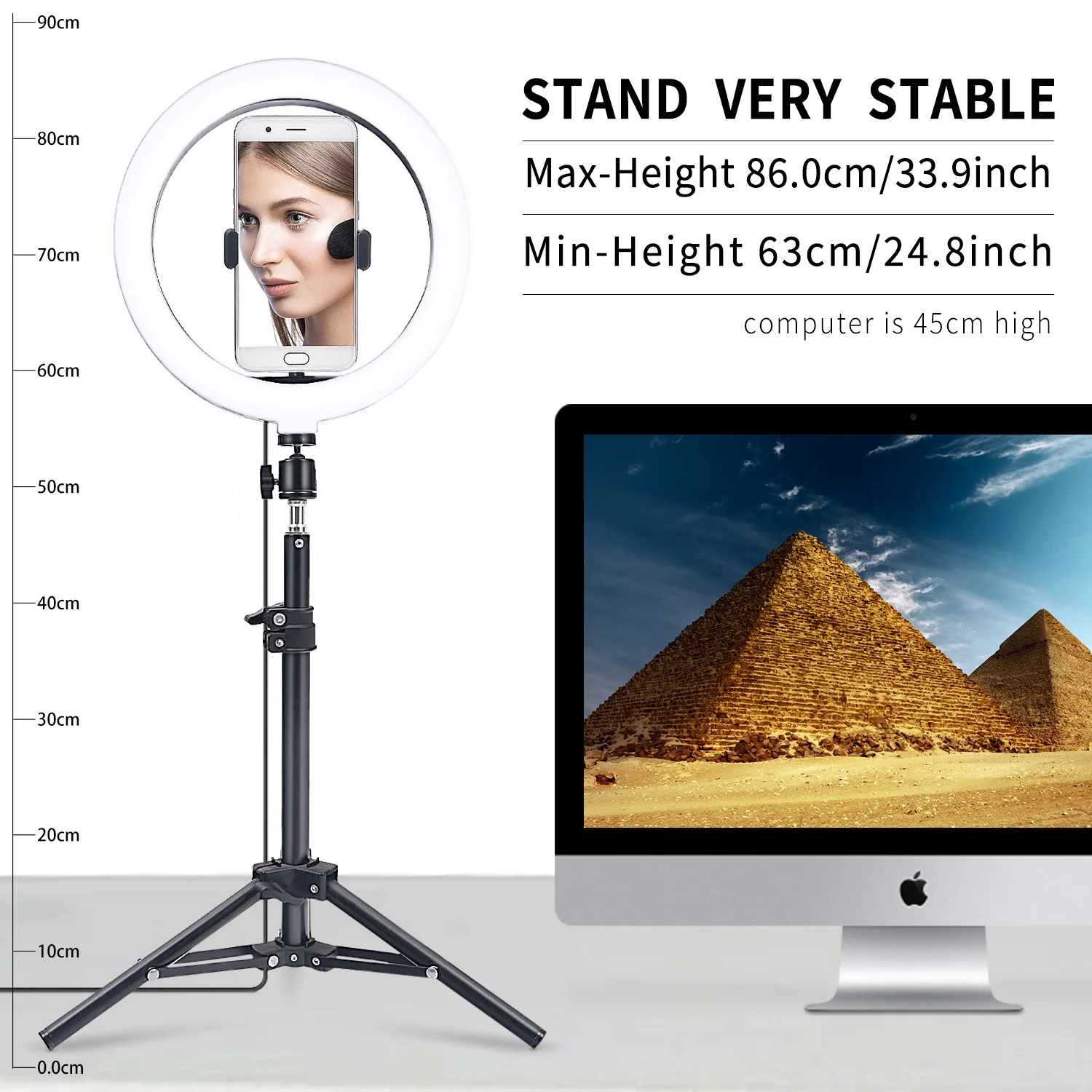 26cm Led Selfie Ring Light Beauty Light Ring Light with Bracket Live Fill Light