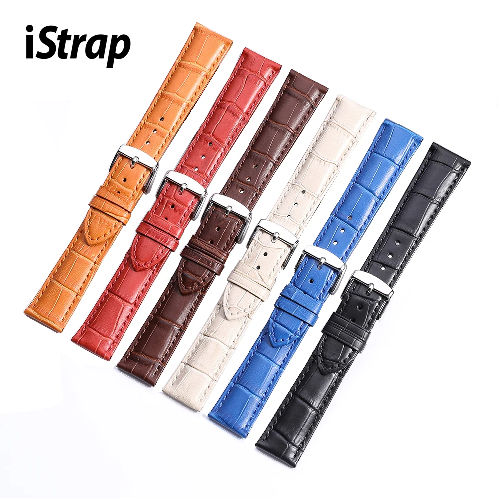 

iStrap Genuine Leather Watch Band Strap for Watchband 12 13 14 15 16 18 19 20 21 22 24 mm Watch Wristband Bracelet