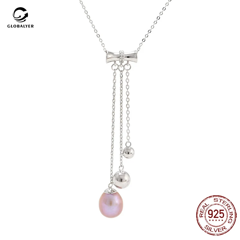 

Японских и корейских учащихся новая маленькая свежая S925 серебро кисточкой жемчужное ожерелье на цепочке, серебряная цепочка с кулоном, Бес...