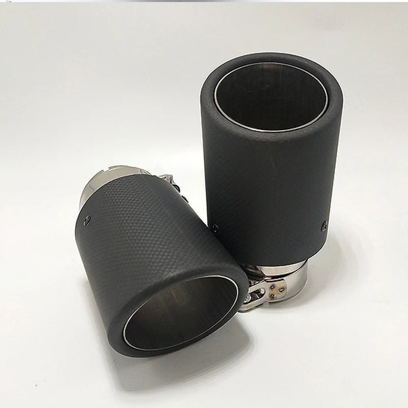 

1pcs with logo, automotive tailpipe matte muffler end Universal Stainless Steel crimp black