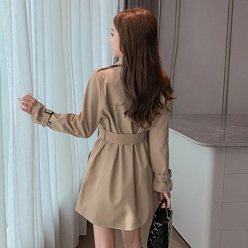 

new arrival comfortable fashion double breasted high quality solid fresh simple wild vintage elegant thick jacket gift a belt