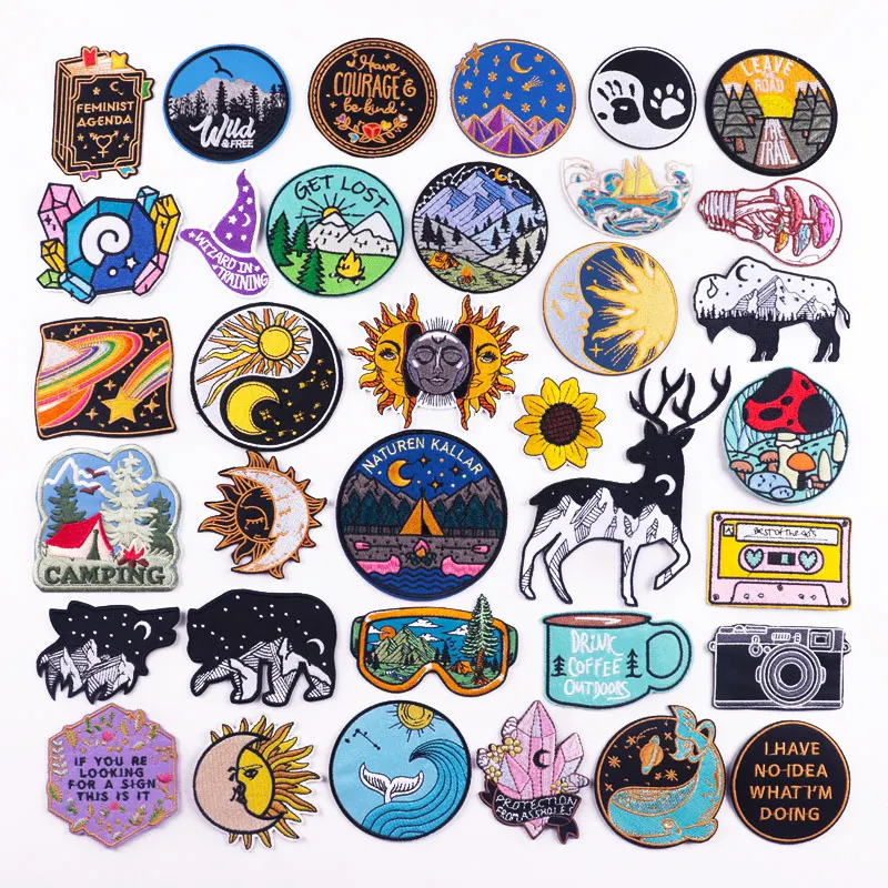 Вышитые солнцезащитные нашивки на одежду сделай сам с аппликацией гор Outdoot для