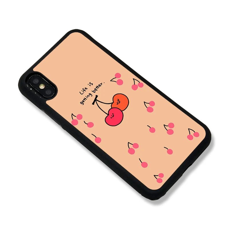 Силиконовый защитный чехол для iphone xs 7p 6 bigflower жизнь становится лучше вишня