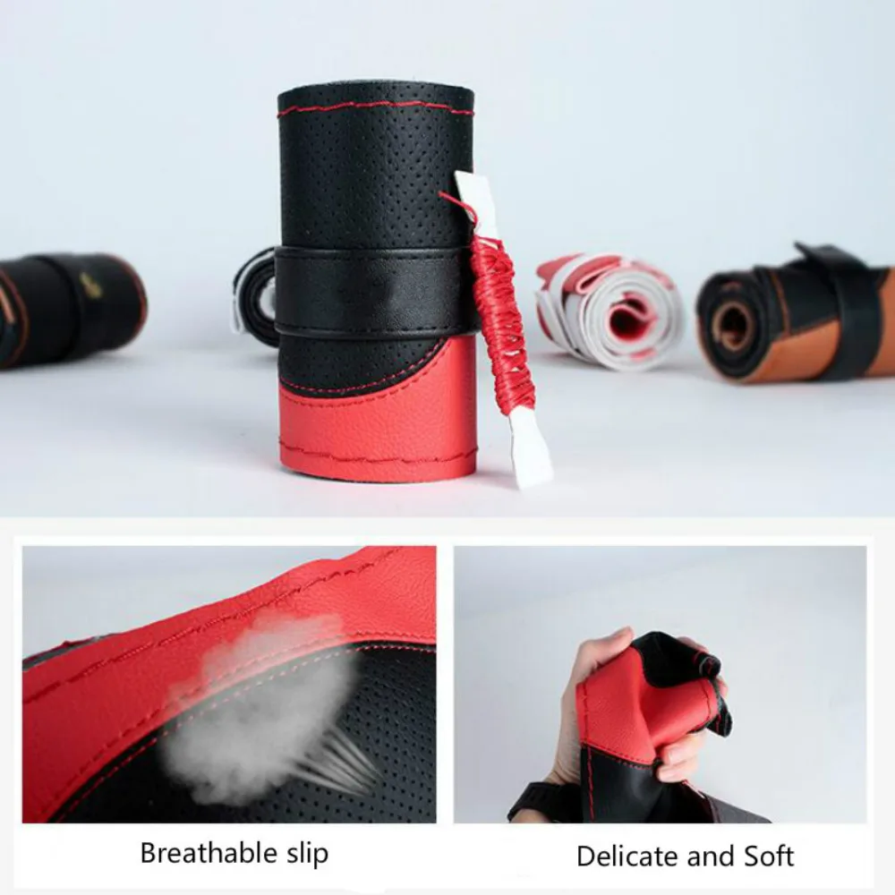 Чехлы рулевого колеса автомобиля 38 см микро волоконная Кожа DIY оплетка на руле