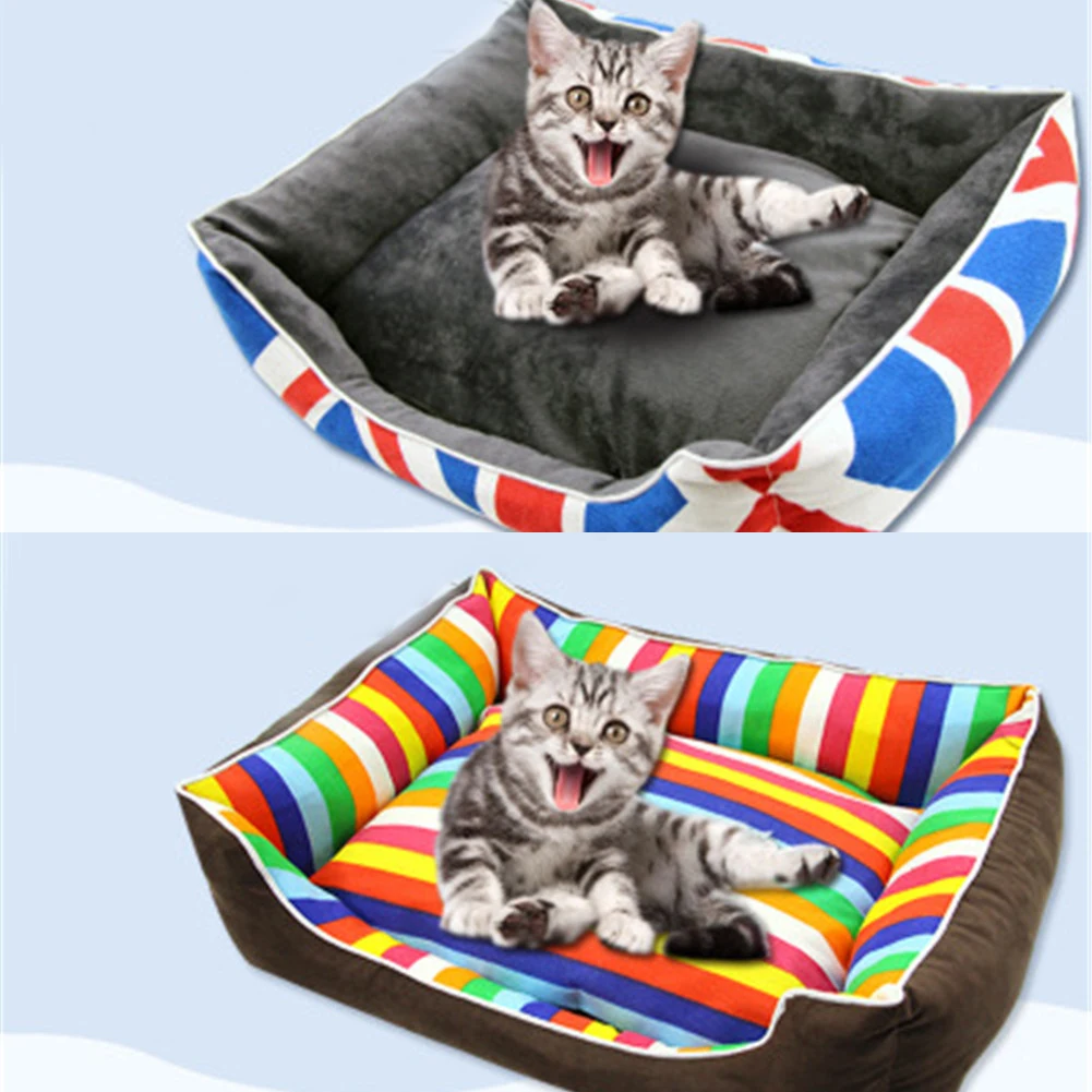 

Stripe Pet Bed Warm Pet Products For Small Medium Large Dog Soft Pet Bed For Dogs Washable House For Cat Puppy Cotton Kennel Mat