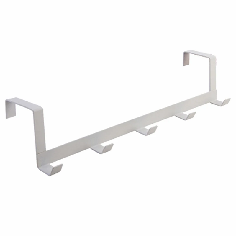 white Practical Wrought Iron Door Hook Bearing About 5kg Towel Hat Clothes Wall Hook Over Door Wall Hanger Hat Durable Kitchen 5 Hooks - Цвет: white