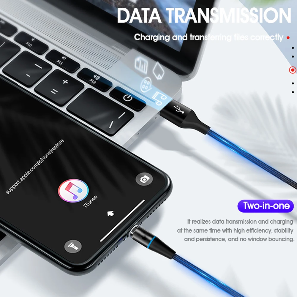 Магнитный кабель Micro USB 1M 3A для быстрой зарядки данных Apple iPhone 7 XS Кабель зарядного