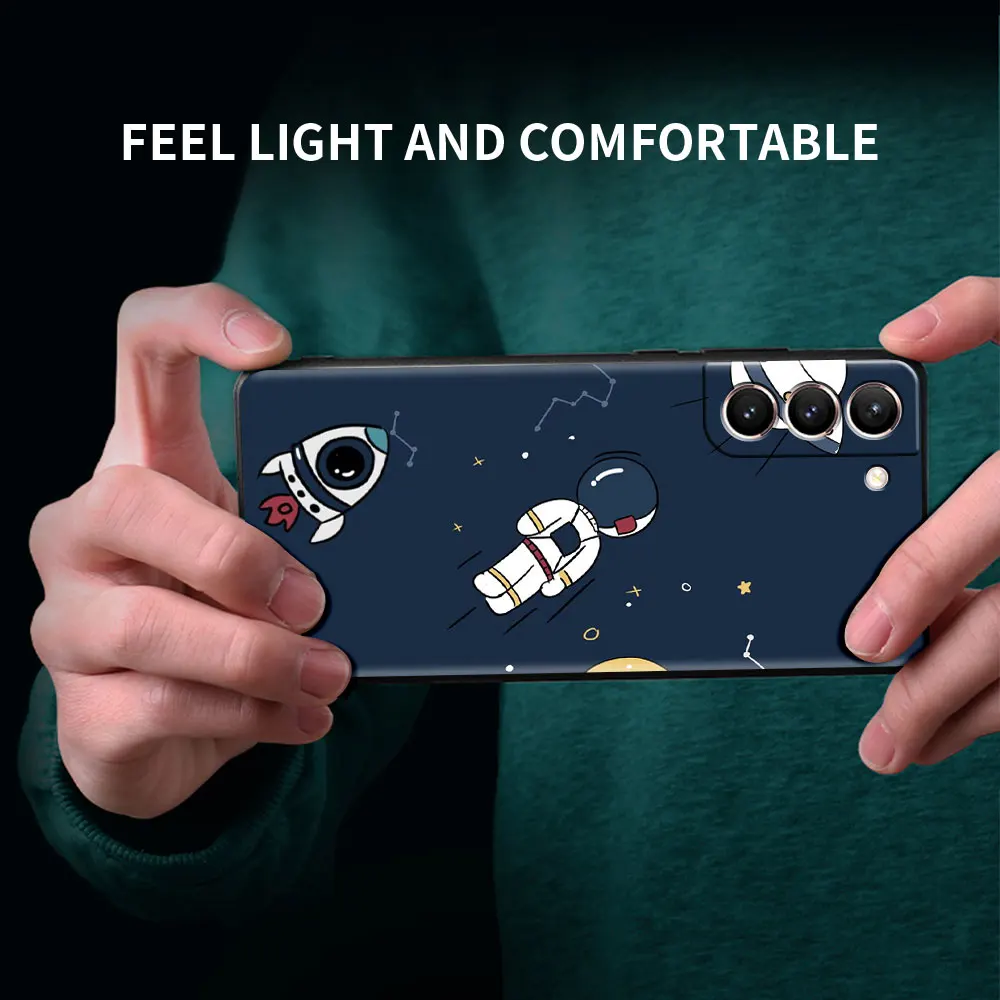 astronaut universe case for samsung galaxy s22 s21 ultra s20 fe s10 s9 s8 plus note 20 10 lite black soft phone cover free global shipping
