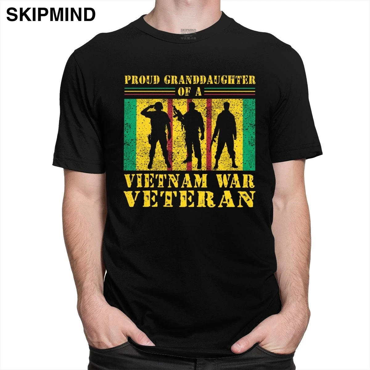 Винтажная Футболка гордости внучки вьетнамской войны ветеран Мужская футболка с