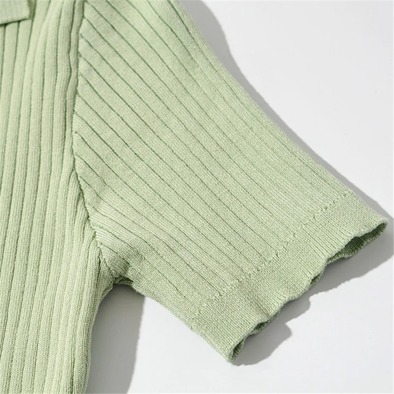 

Elegant vintage pullover sweater for lady summer Slim sexy short women's sweater 2021 Lapel fashion chic sweater girl