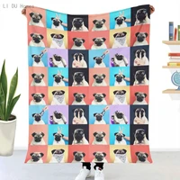 french bulldog dog cartoon cute blanket and throws collage fleece flannel throw blanket ultra soft warm picnic blanket bed