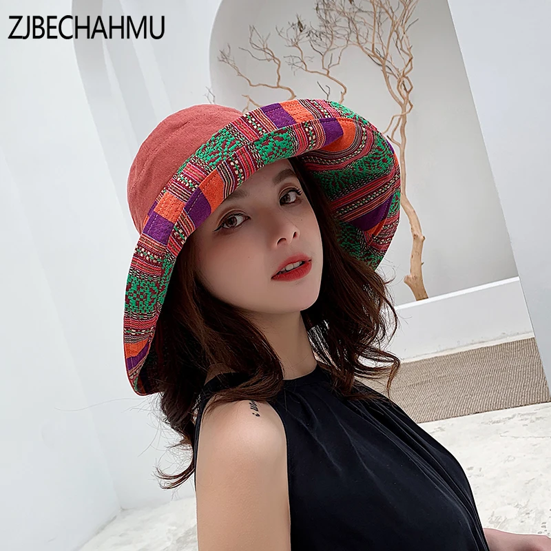 Модные однотонные хлопковые Винтажные Солнцезащитные шляпы ZJBECHAHMU для женщин и