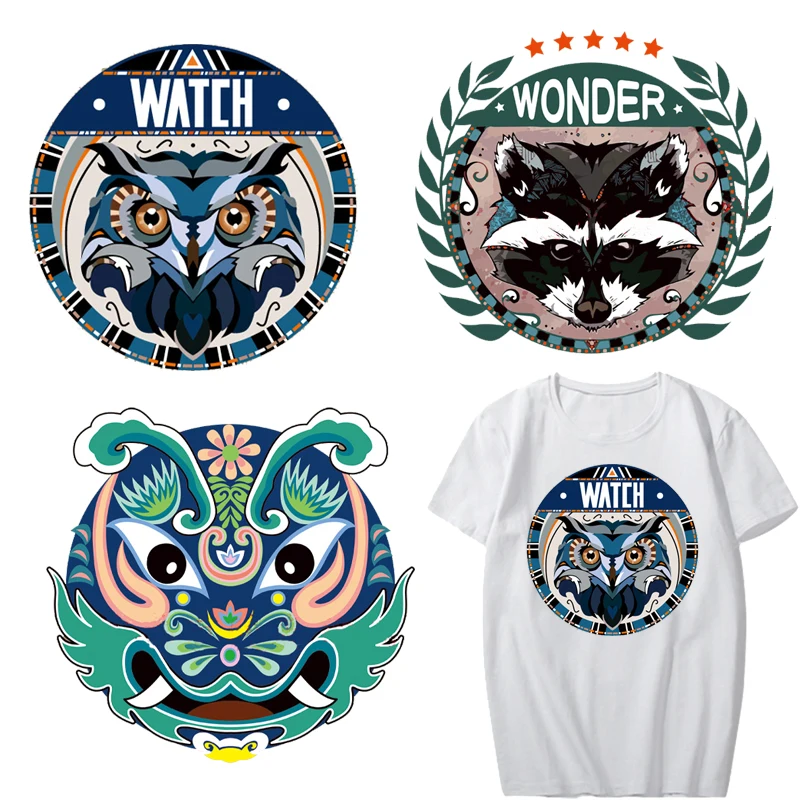 

Iron on Raccoon Owl Patches for Clothing DIY T-shirt Applique Heat Transfer Vinyl Letter Patch Stickers on Clothes Heat Press