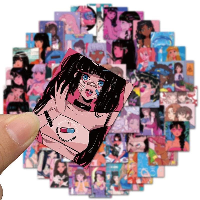 

10/25/50PCS Pieces Retro Nostalgic Girl Stickers Japanese Cartoon Decoration Suitcase Mobile Phone Computer Graffiti Waterproof
