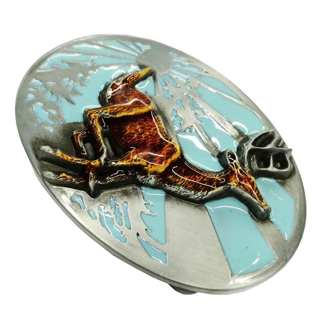 Винтажный Западный Ремень Пряжка эмалированный олень Родео животное Jeder мужской