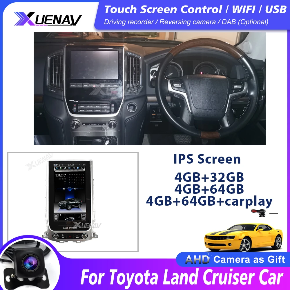 Автомагнитола 2DIN с сенсорным экраном и GPS для TOYOTA LAND CRUISER 200 LC200 2016 2017 2018 2019 2020