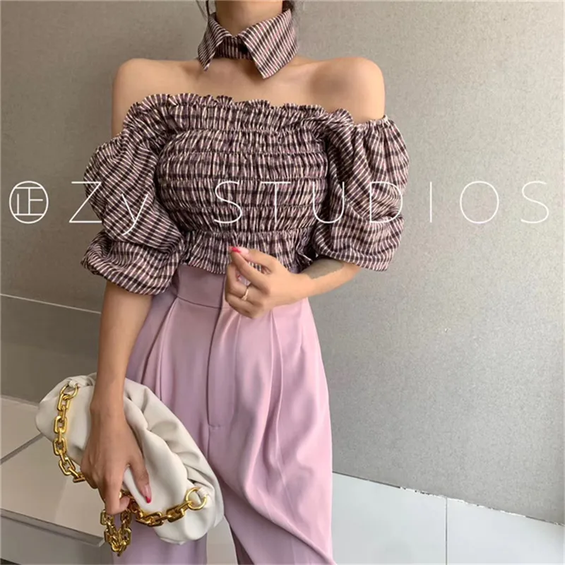 Рубашка женская модная летняя с рукавами фонариками 2020|Рубашки| |