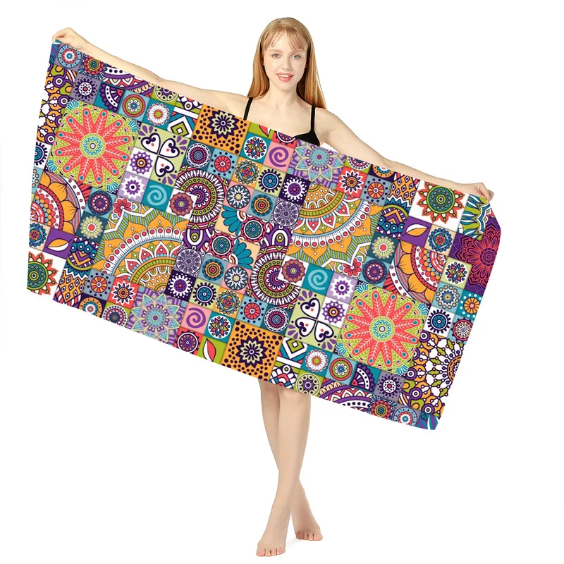 

New Retro printed Quick Dry Beach Towel Microfiber Bath Towels Swimming Towel Camping Towel Gym Fitness Sports Towel