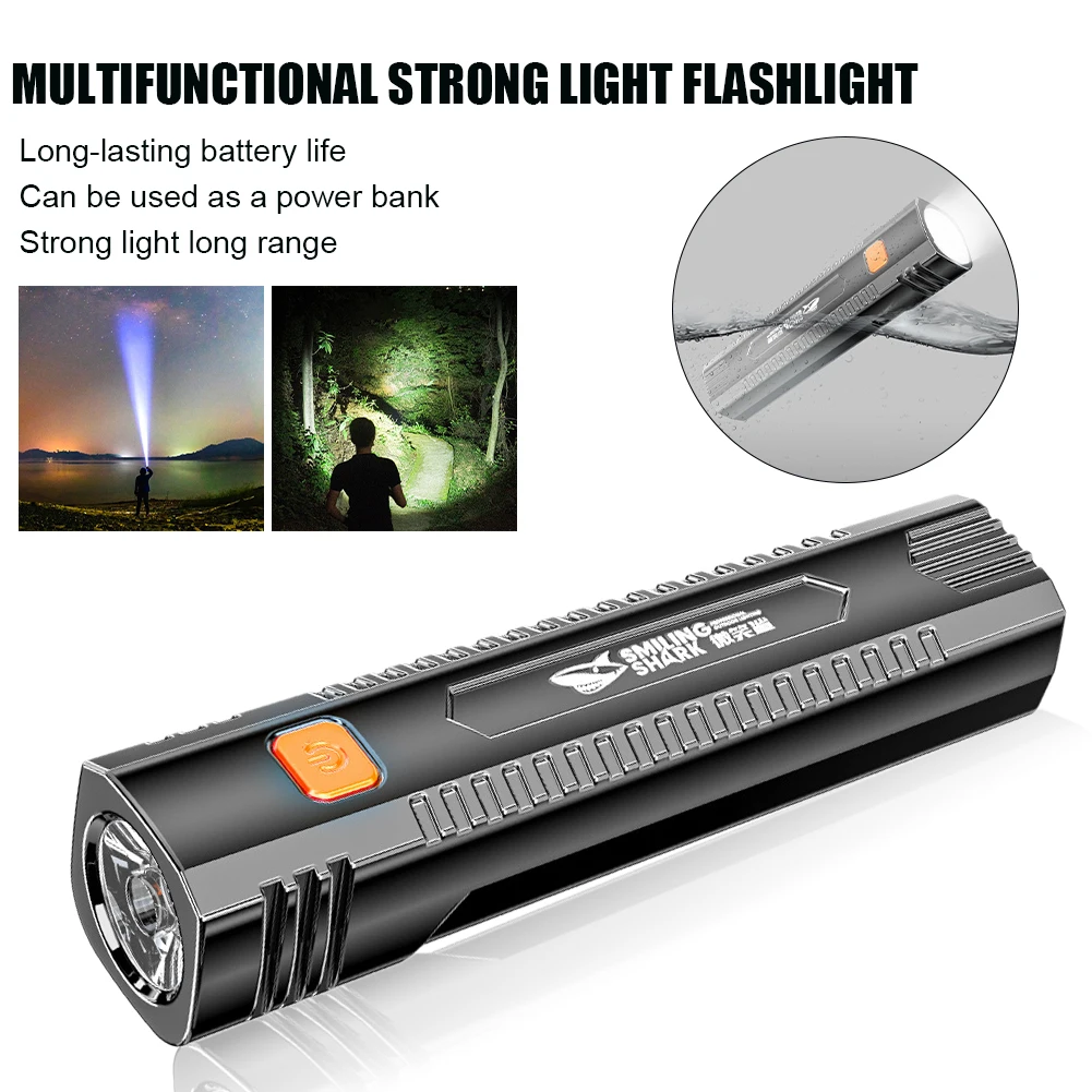 

Portable Flashlight USB Rechargeable LED Torch with 3 Gears Brightness Waterproof Pocket Flashlight for Camping Hiking powerBank
