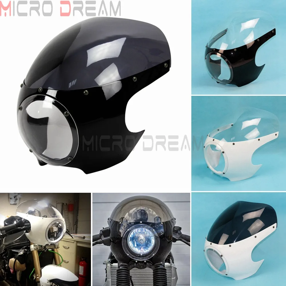 Ретро Кафе Гонщик 5 75 дюймов фара обтекатель Пуля 3/4 &quotвырезанная Передняя маска