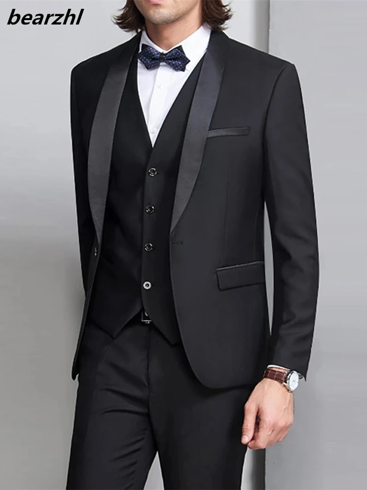 

Wedding Suits Groom Tuxedo Black 3 Peice 2021 Bespoke Shawl Collar