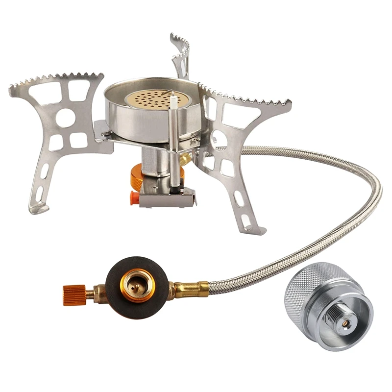 

Туристическая плита, портативная туристическая горелка с адаптером для печи, для пешего туризма, кемпинга и путешествий