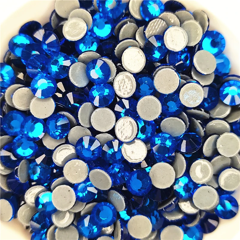 

AAAA+ Quality Caprii Blue Iron On Rhinestones/Flat Back Nail art Hot fix Crystal Rhinestones Strass Sewing & Fabric Garment