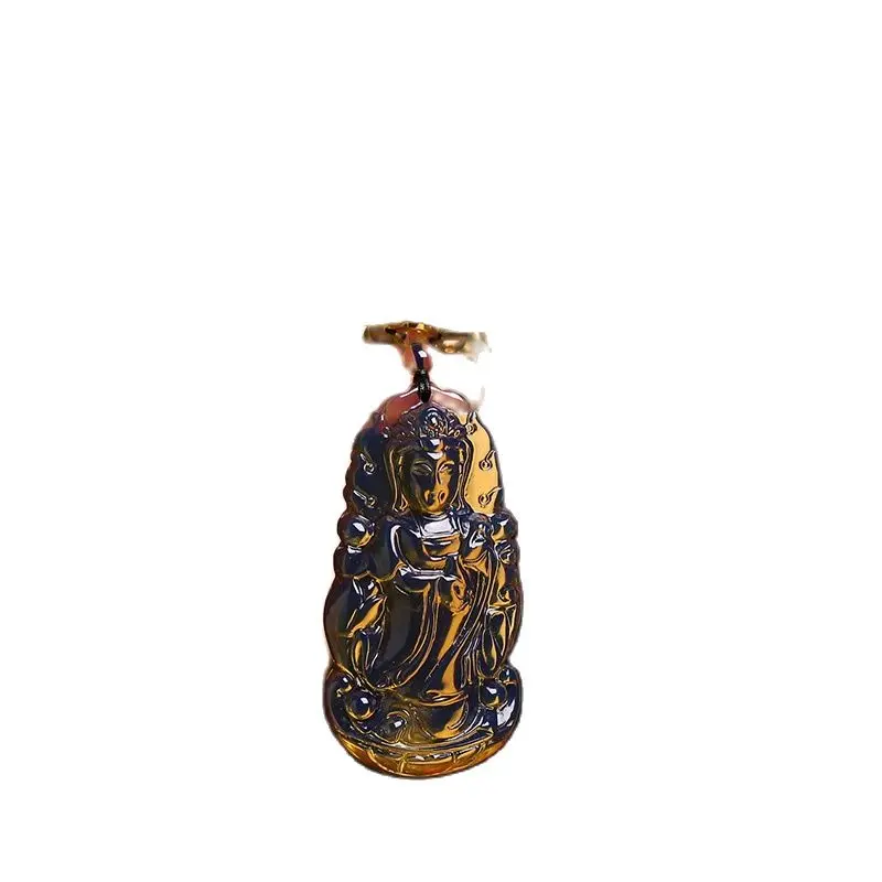 Lanpo pendant sweater chain raw mineral honey wax amber men's Guanyin Necklace Pendant | Дом и сад