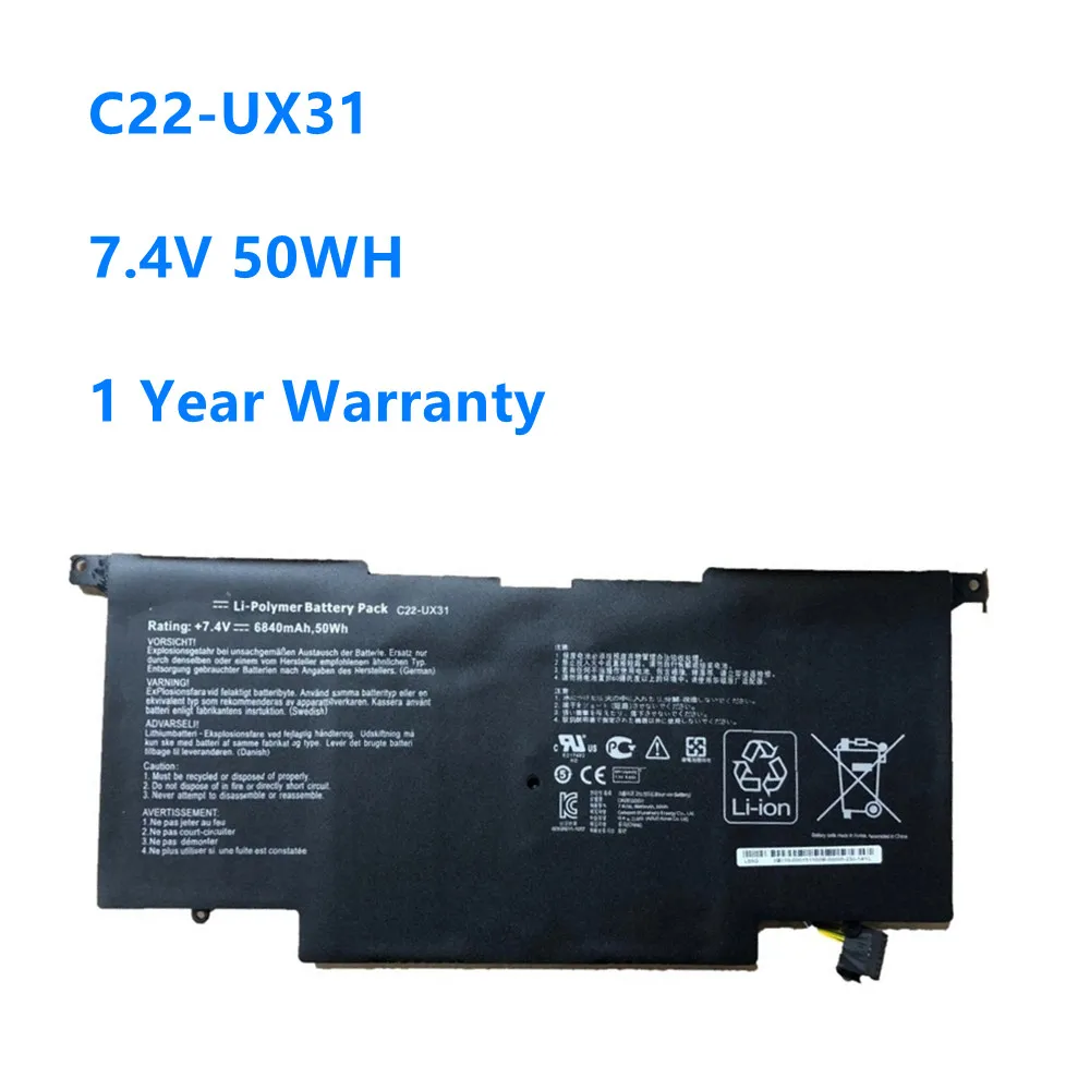 Bateria do Portátil para Asus Zenbook Ux31e-dh72 C23-ux31 7.4v 50wh – 6840mah C22-ux31 Ux31 Ux31a Ux31e