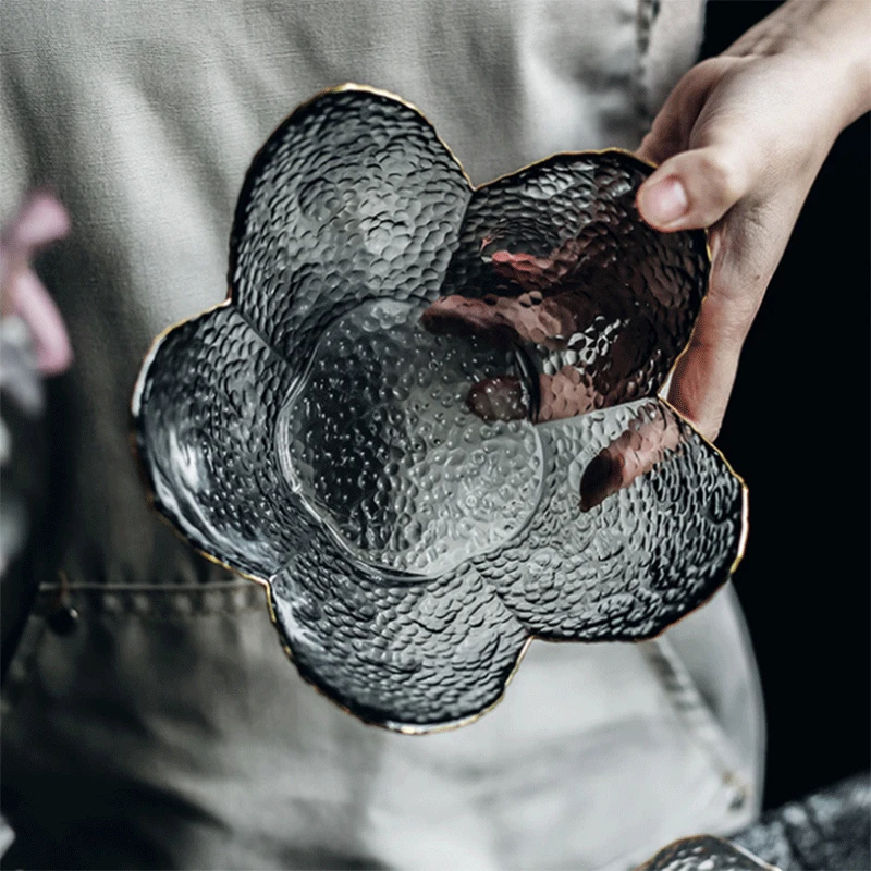 Стеклянная Чаша в скандинавском стиле с лепестками прозрачная Салатница из