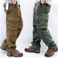 mens cargo pants casual multi pockets military tactical pants male outwear loose straight slacks long trousers plus size 29 44