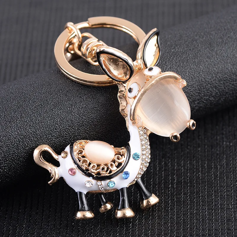 Стразы-брелки с кристаллами в виде черного осла эмалевые брелки животных лошадей
