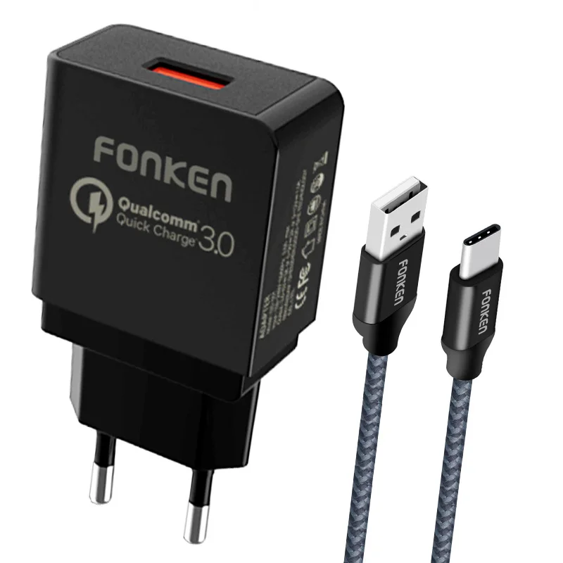 FONKEN USB зарядное устройство Быстрая зарядка 3,0 быстрое зарядное устройство для телефона QC3.0 QC2.0 FCP USB адаптер Зарядка для банк питания для мобильного телефона зарядное устройство - Тип штекера: add type c cable