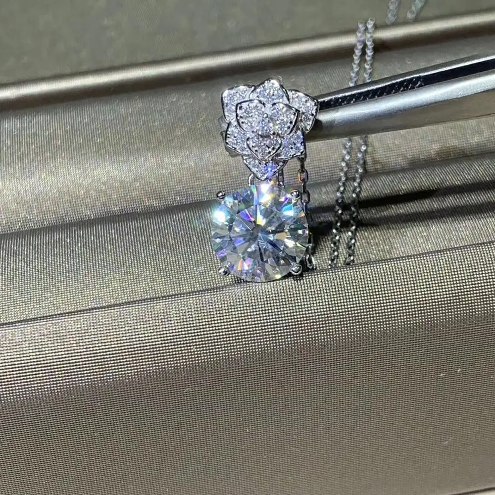 Kkmall магазин круглые серебряные Moissanite Подвески 3.00ct D VVS Роскошные Weding подвески для