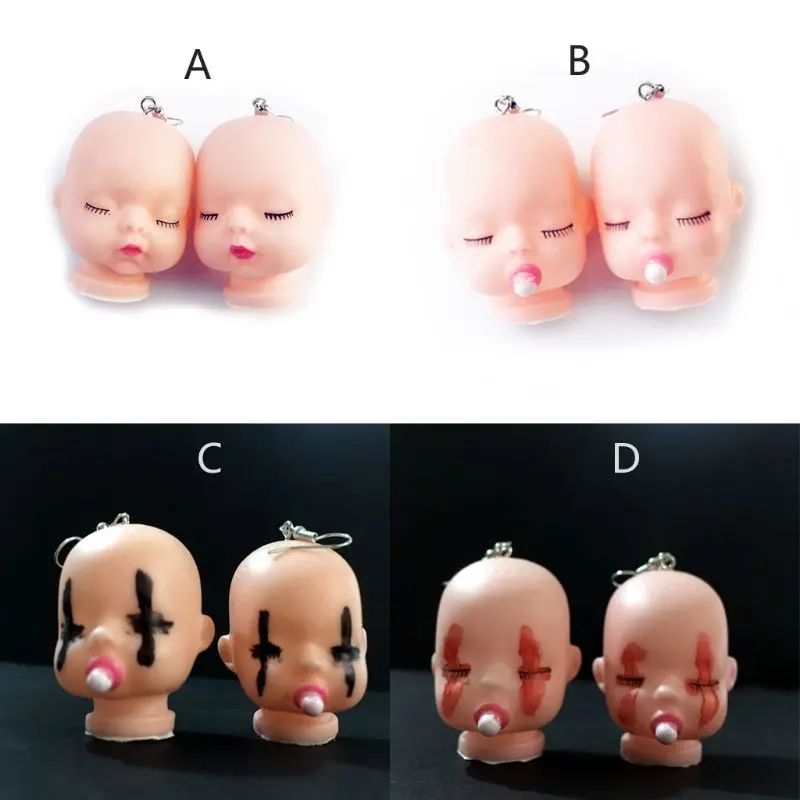 

1 Pair Handmade Funny Broken Evil Sleepy Doll Pendant Earrings Baby Dolls Head Toy Earrings Women Fashion Jewelry