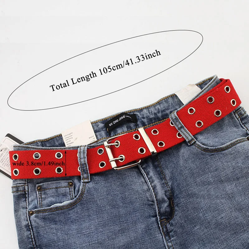 Модные холщовые ремни повседневный двойной полый ремень с пряжкой регулируемый
