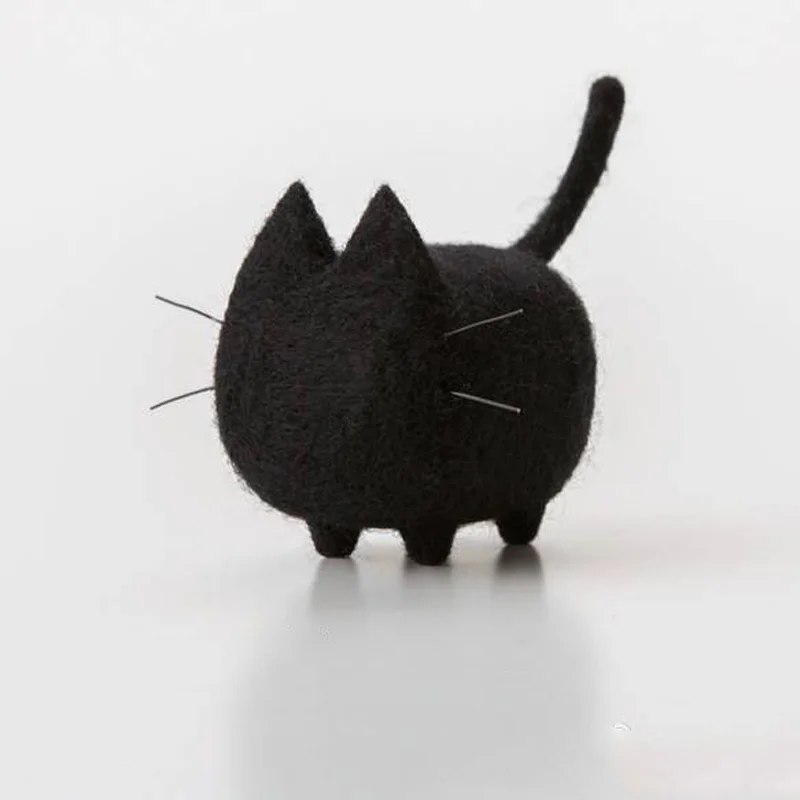 Cat 7 Шерсть Войлок ручной работы животное Войлок ремесло игрушка без лица Кот сиамские короткошерстные иглы войлочные животные материал пакет Рождество войлок - Цвет: Cat 7