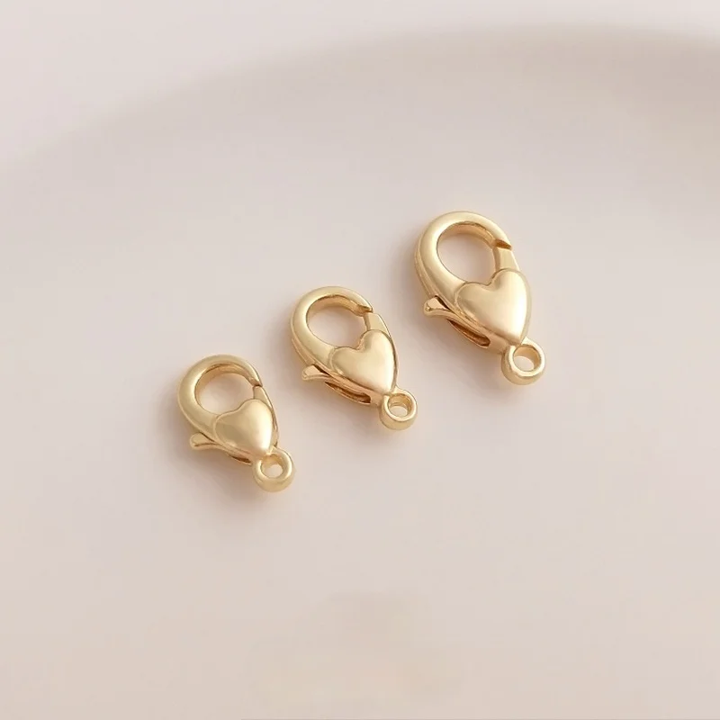 

Color-preserving package gold lobster clasp peach heart-shaped spring clasp diy jewelry end clasp accessories