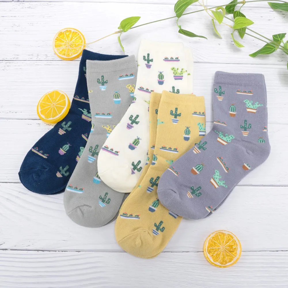 Женские носки с кактусами 1 пара удобные хлопковые для девочек| |