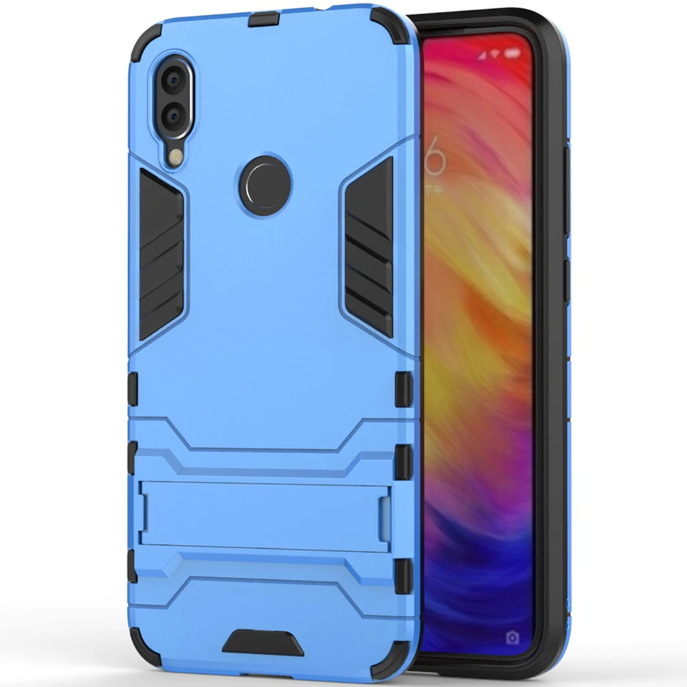 Для Xiaomi Redmi Note 7 чехол Роскошный Железный человек Стенд чехол жесткий Броня+ Мягкий Силиконовый ТПУ чехол для Xiaomi Redmi Note 7