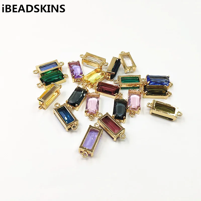 Новое поступление! 22x9 мм 50 шт. медь со стеклом прямоугольной формы Шарм для сережек аксессуары, детали для серег, ювелирных изделий DIY