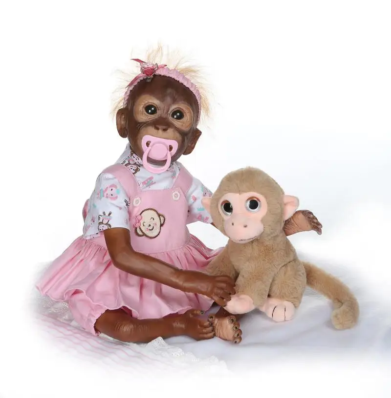 NPK New 52CM handmade detailed paint reborn baby Monkey newborn silicone doll Cosplay Apes bebe Boneca macaco | Игрушки и хобби