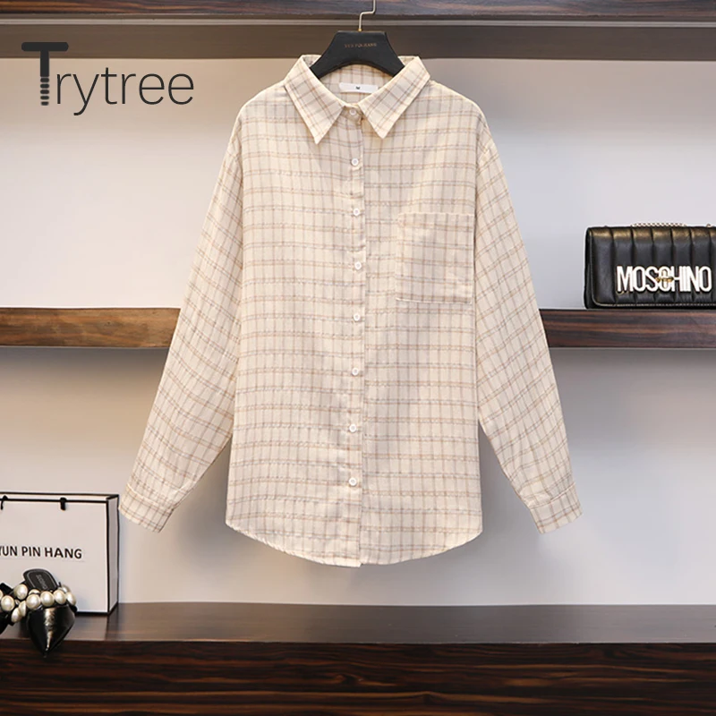 Trytree весенне летний женский комплект из трех предметов повседневный клетчатый