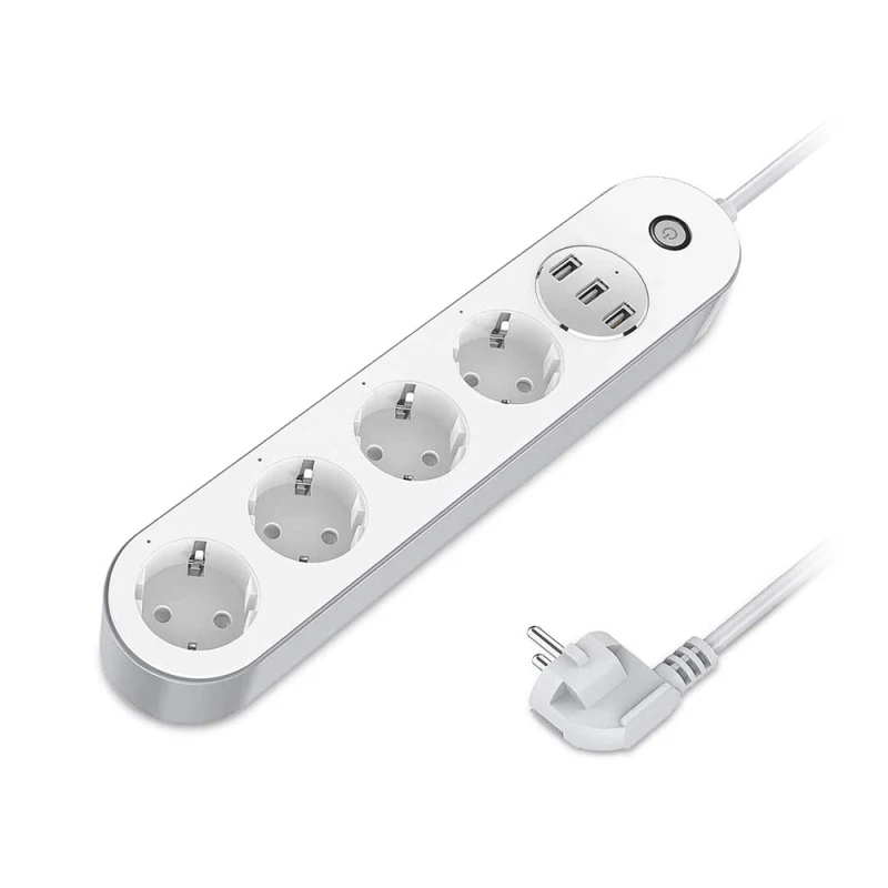 

Tuya WiFi Smart Power Socket Strip Surge Protector With 4 EU Smart Plugs 3 USB Charging Ports Outlet Work With Alexa Google Home
