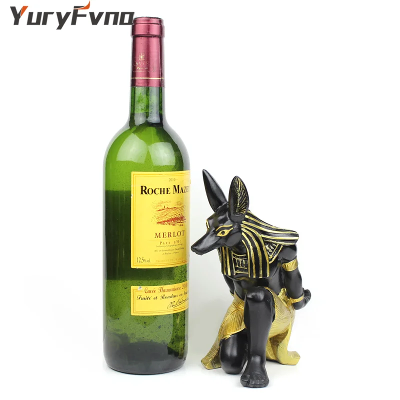 YuryFvna винный шкаф держатель стенд смолы Египет Anubis Бог древний Египетский божество домашний бар офис настольные украшения подарок